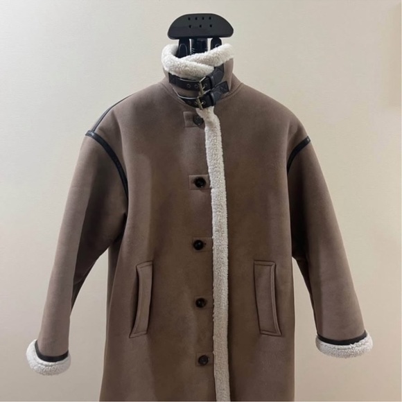 ZARA DOUBLE-FACED COAT WITH BUTTONS MINK FW24 SIZE S 8073/256 - Picture 6 of 10